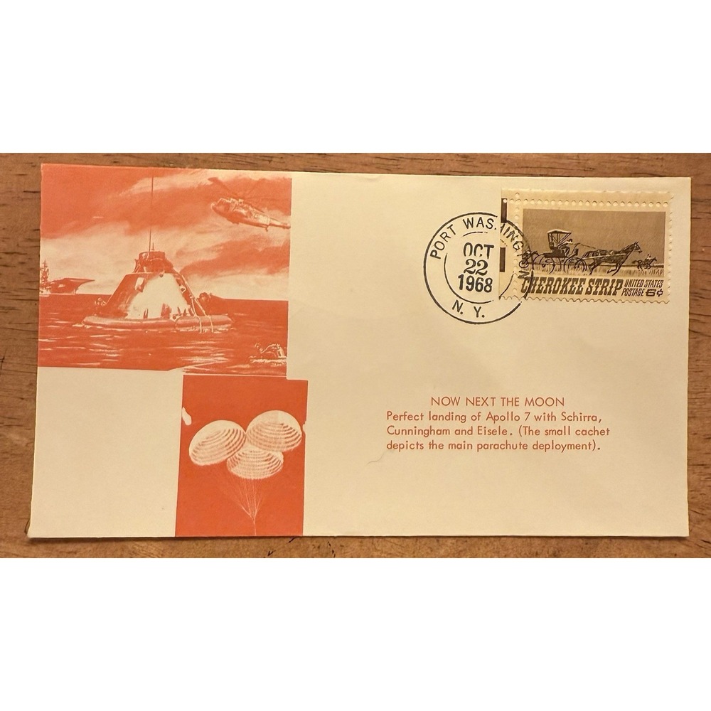 USA Stamps 1968 Apollo 7 Splashdown Now Next The Moon Cover